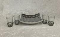 4 Skull Head Shot Glasses W/ Tray 202//126